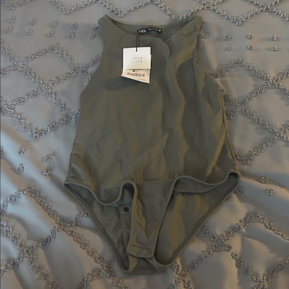 Zara Join Life Olive Sleeveless Bodysuit